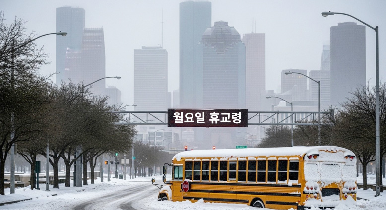 휴스턴, 겨울 폭풍 한파 경보, 26일 월요일 전면 휴교령(음성서비스) 1 24 휴교령