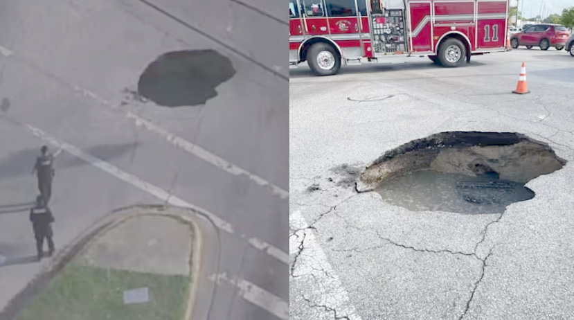 노스 해리스 카운티서 씽크홀에 차량 빠져…2명 부상(음성서비스) 1 16 Images of the sinkhole KPRC 2