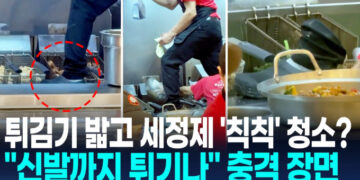 [영상] 튀김기 밟고 올라가 세정제 ‘칙칙’…美 유명 중국음식점 발칵